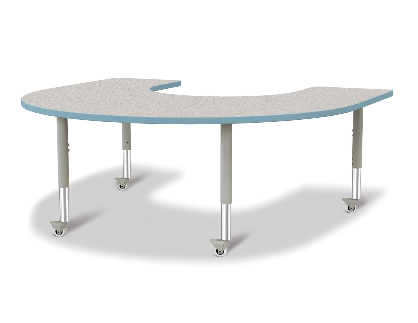 Berries Horseshoe Activity Table - 66" X 60", Mobile with Adjustable Height (20" - 31") - SchoolOutlet