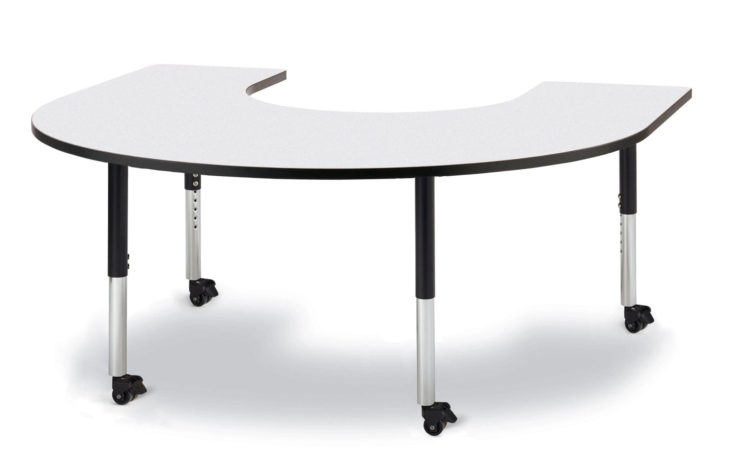 Berries Horseshoe Activity Table - 66" X 60", Mobile with Adjustable Height (20" - 31") - SchoolOutlet