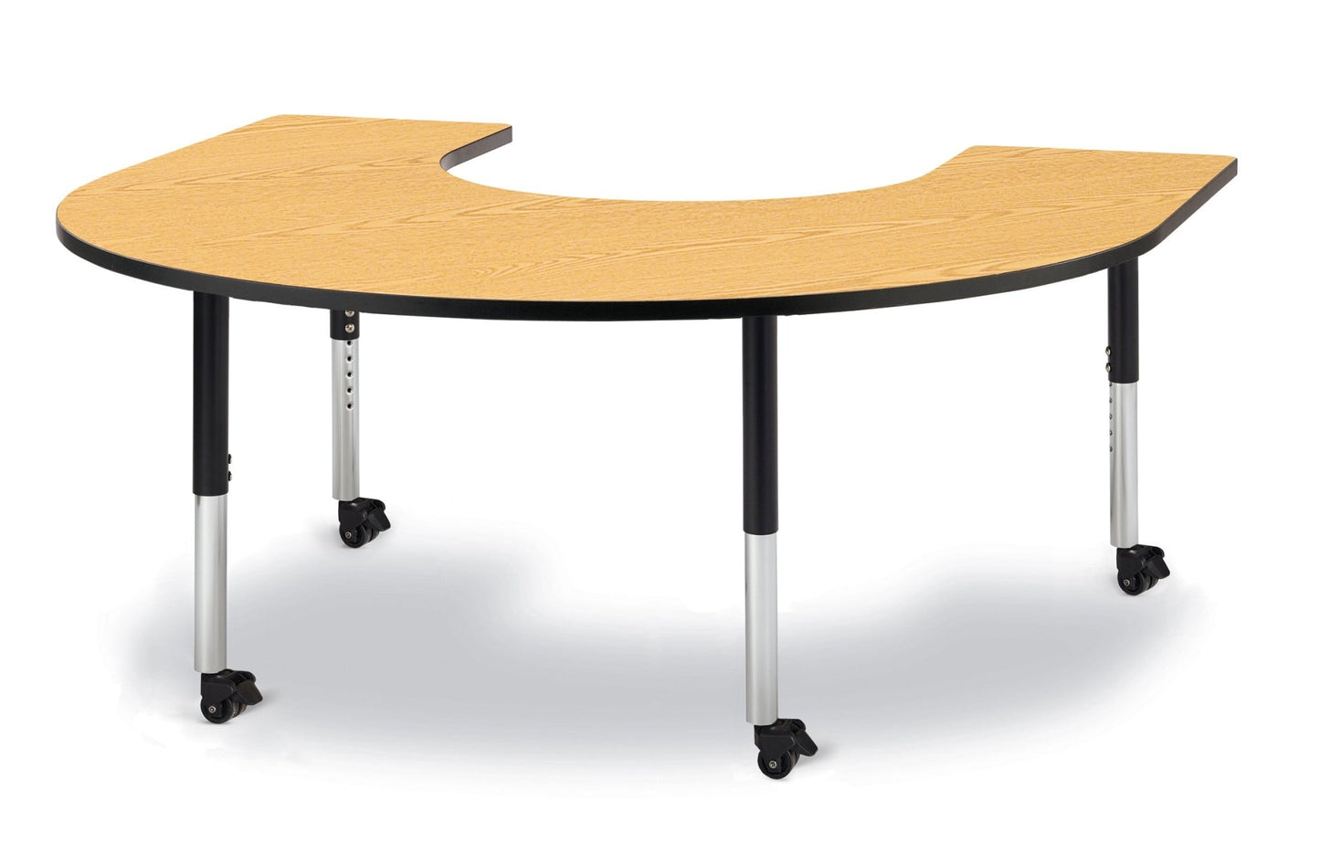 Berries Horseshoe Activity Table - 66" X 60", Mobile with Adjustable Height (20" - 31") - SchoolOutlet