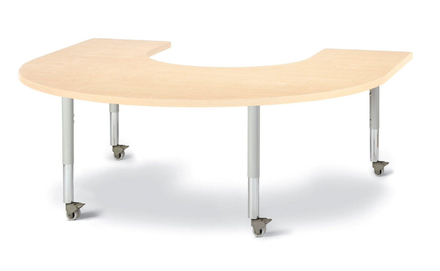 Berries Horseshoe Activity Table - 66" X 60", Mobile with Adjustable Height (20" - 31") - SchoolOutlet