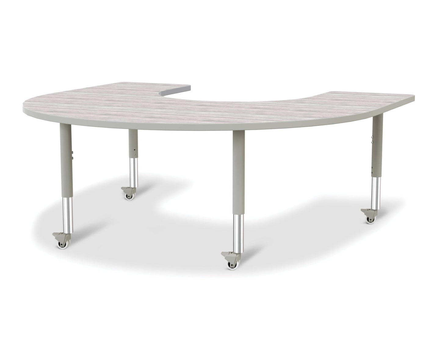 Berries Horseshoe Activity Table - 66" X 60", Mobile with Adjustable Height (20" - 31") - SchoolOutlet