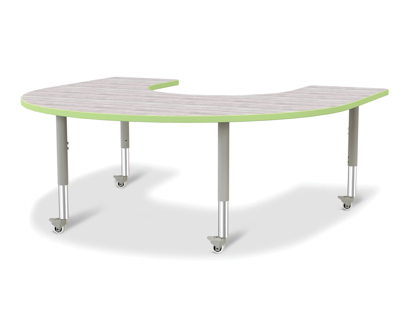 Berries Horseshoe Activity Table - 66" X 60", Mobile with Adjustable Height (20" - 31") - SchoolOutlet