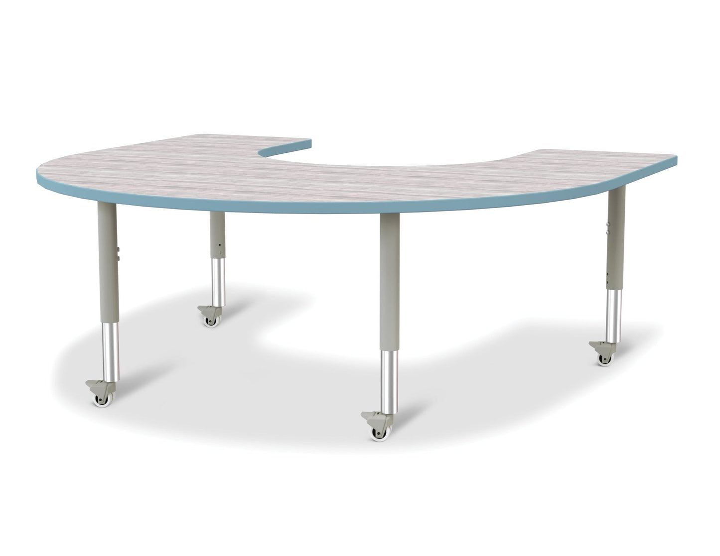 Berries Horseshoe Activity Table - 66" X 60", Mobile with Adjustable Height (20" - 31") - SchoolOutlet
