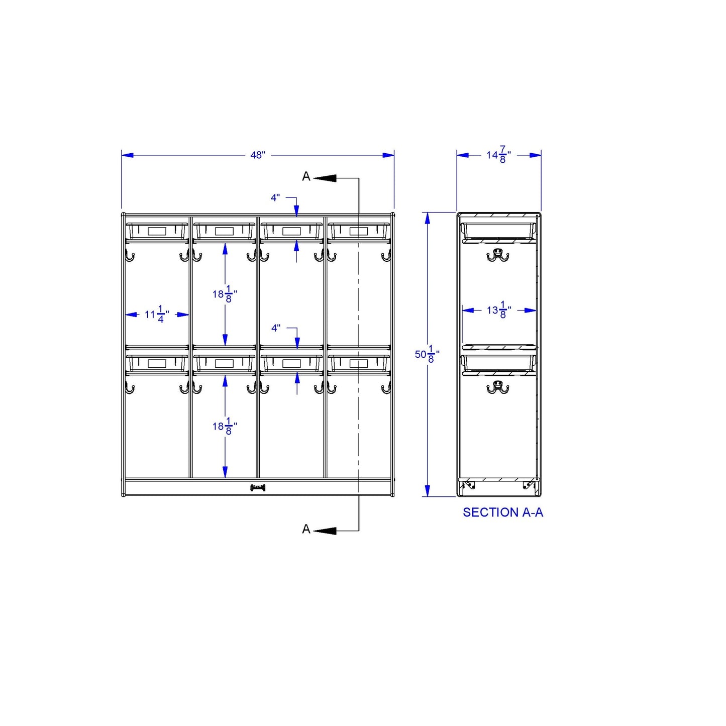 Jonti - Craft Take Home Center - 8 Section Locker - without Paper - Trays - SchoolOutlet