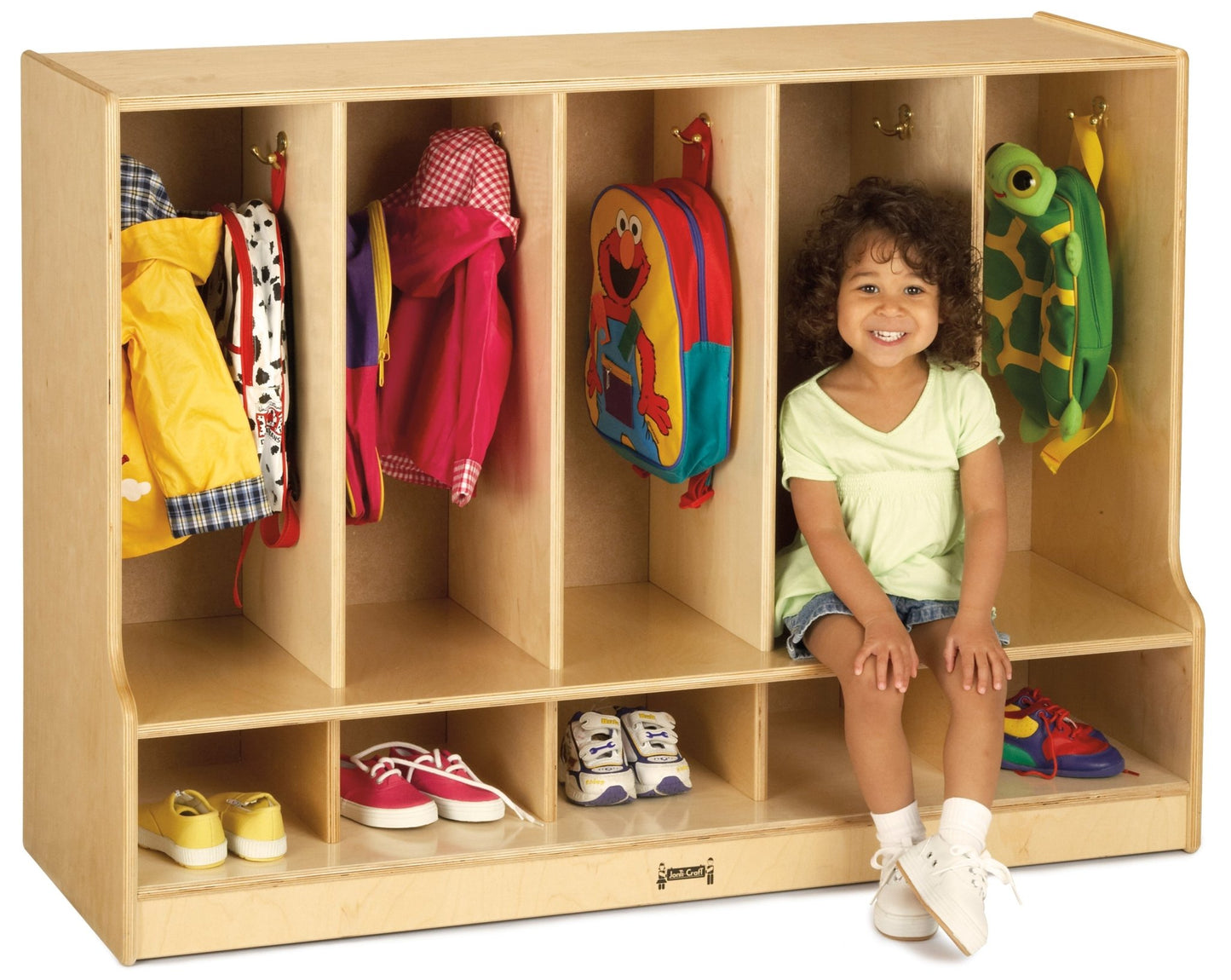 Jonti - Craft Toddler 5 Section Coat Locker with Step - without Cubbie - Trays - SchoolOutlet