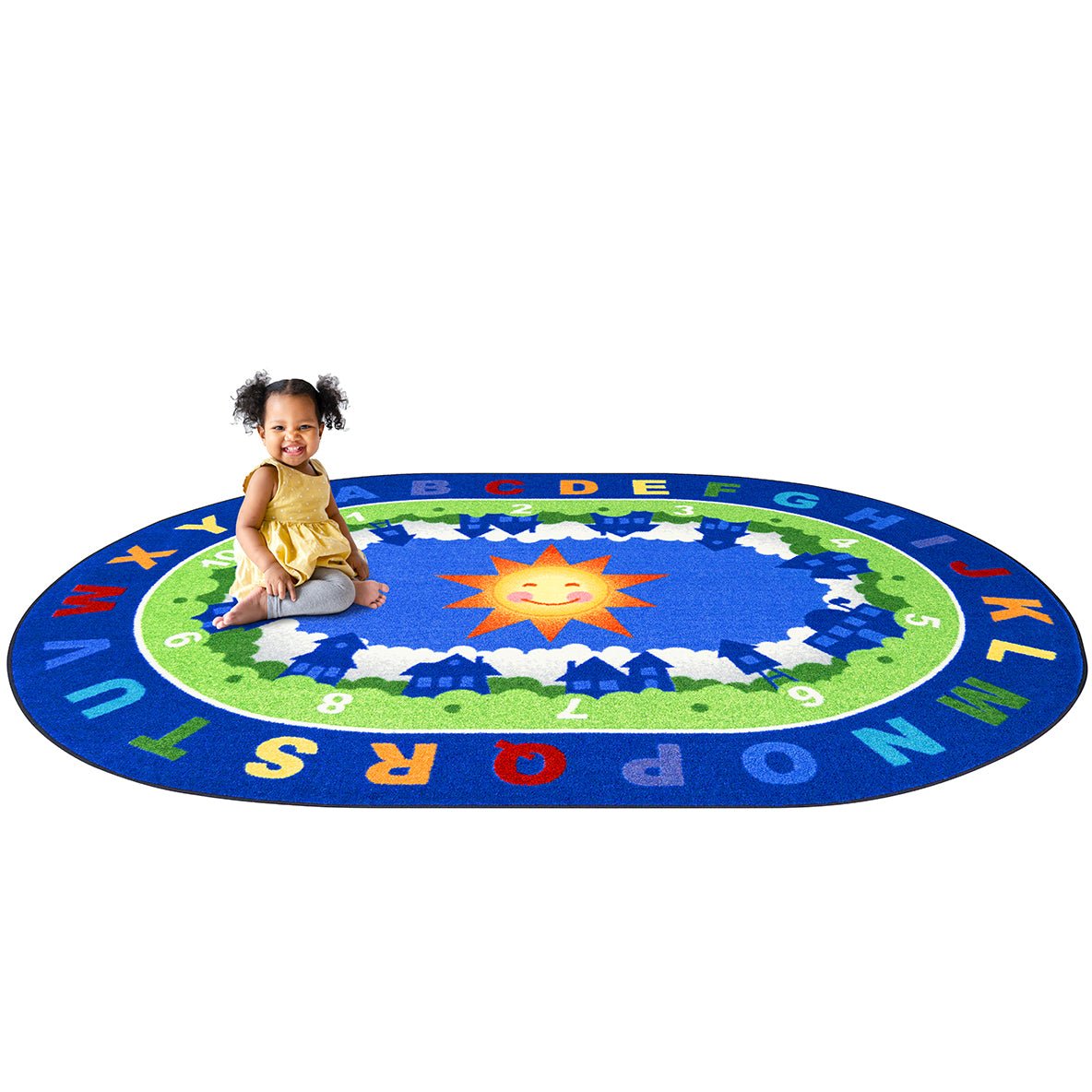 Joy Carpets Beautiful Day for Learning 5'4" x 7'8" Oval Area Rug in Color Multi (JOY - 2180CC - 01) - SchoolOutlet