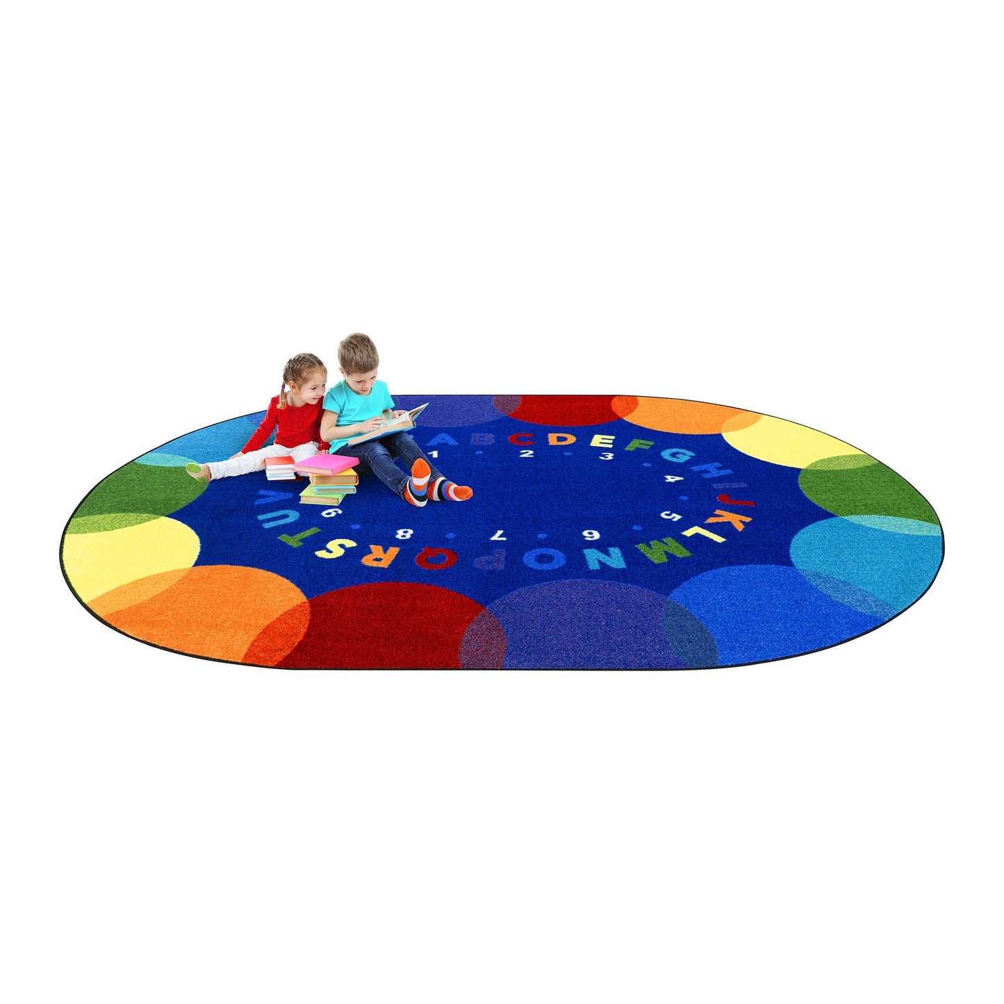 Joy Carpets Take A Seat 7'8" x 10'9" Oval Area Rug in Color Multi (JOY - 2182DD) - SchoolOutlet
