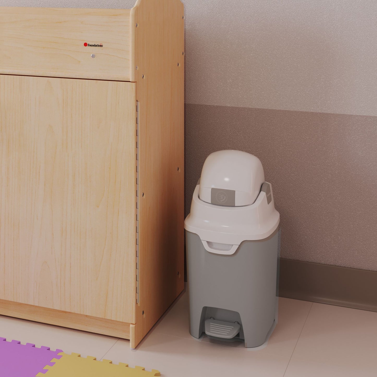 Foundations - Premium Hands-Free Small Diaper Pail- Gray (FOU-9620057)