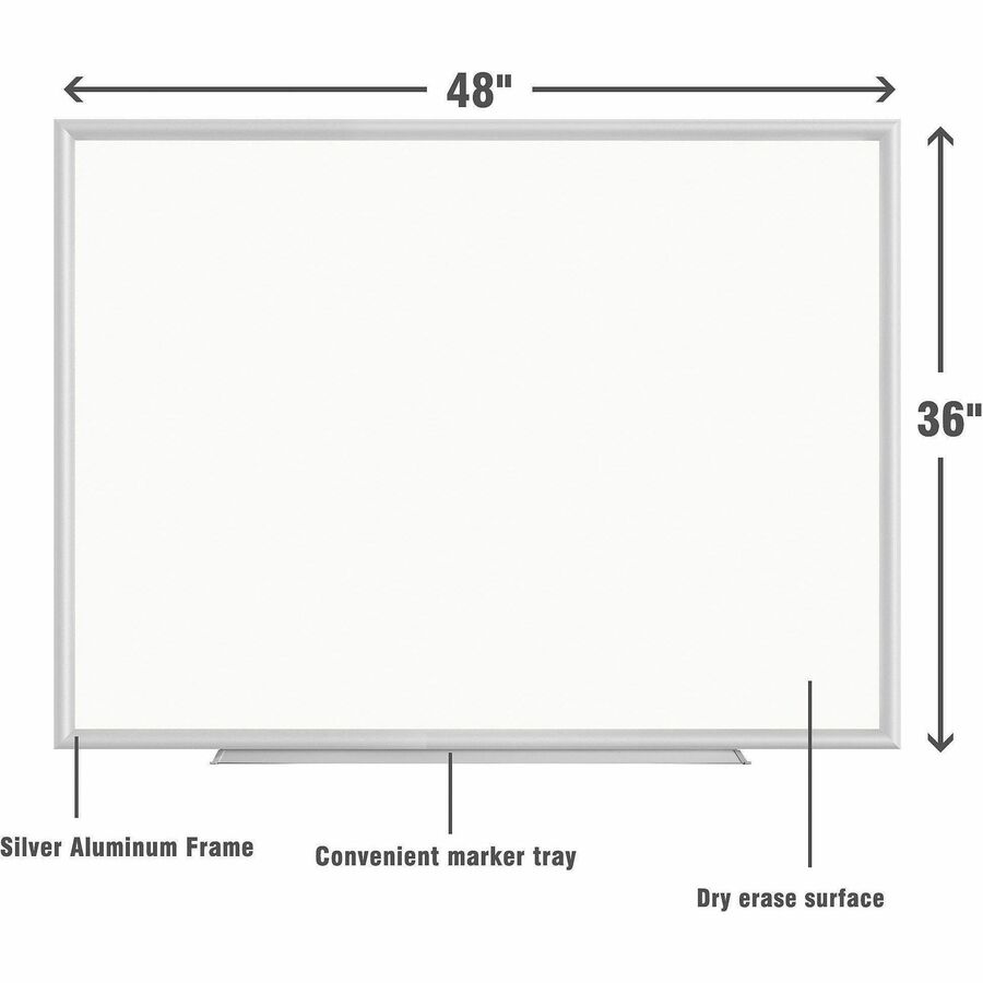 Lorell Dry - Erase Board with White Aluminum Frame and Styrene Surface 48"W x 36"H (LLR - LLR00587) - SchoolOutlet