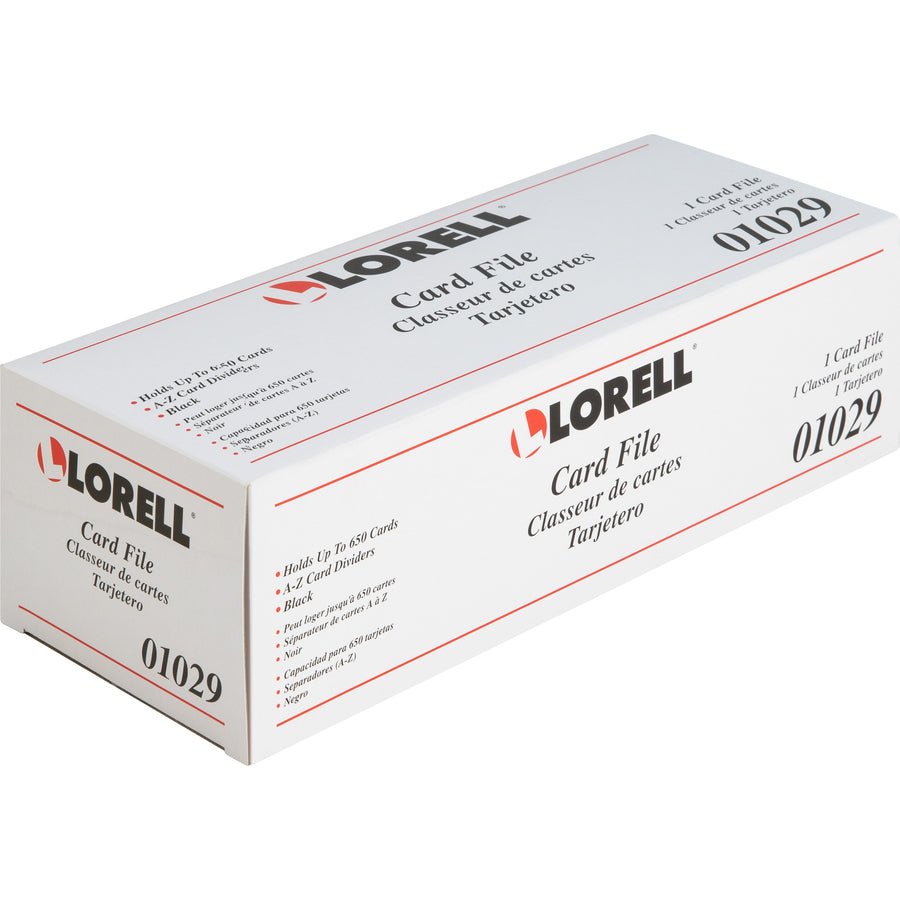 Lorell Desktop Business Card File with Hinged Cover 650 Card Capacity (LLR - LLR01029) - SchoolOutlet