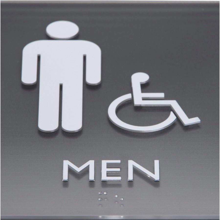Lorell Men's Handicap Restroom Information Sign Surface Mountable 8"W x 8"L x 8"H (LLR - LLR02659) - SchoolOutlet