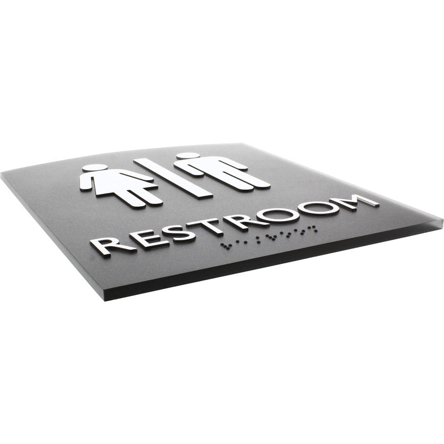 Lorell Arched Unisex Restroom Information Sign Surface Mountable 6.8"W x 6.8"L x 8.5"H (LLR - LLR02672) - SchoolOutlet