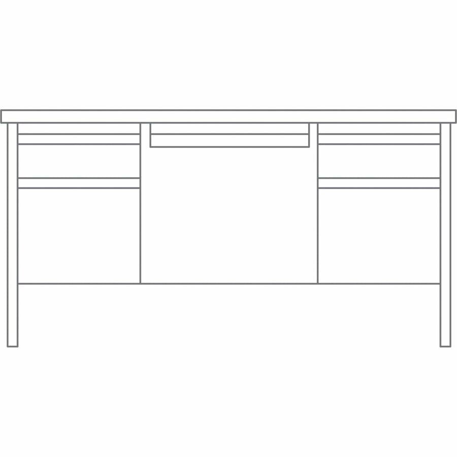 Lorell Fortress Series Steel Teachers Desk with Maple Laminate Top and Centralized Locking Double - Pedestal Storage 60"W x 29.5"D x 30"H (LLR - LLR03155) - SchoolOutlet