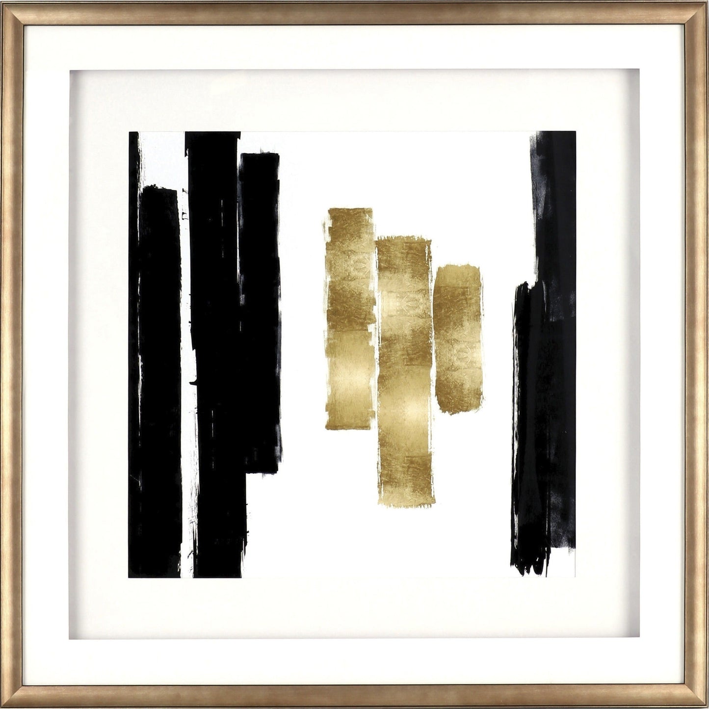 Lorell Blocks I Framed Abstract Artwork Black Gold Wall Decor Office Art 29.5"W x 2"D x 29.5"H (LLR - LLR04476) - SchoolOutlet