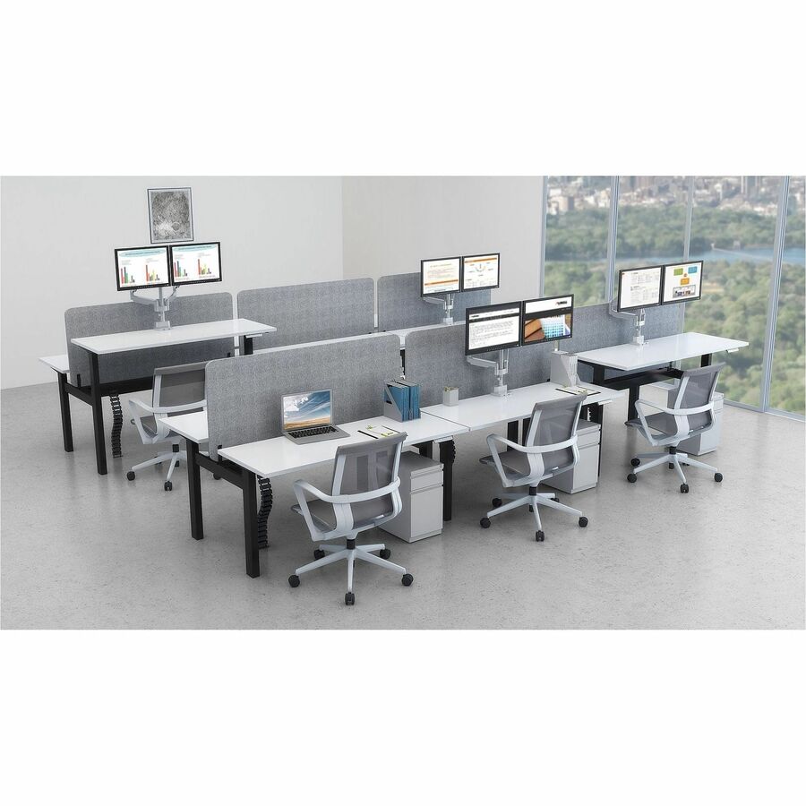 Lorell 2 - Tier Sit/Stand Double Base 42.5"W x 22"D x 28.3" to 46"H Steel (LLR - LLR25959) - SchoolOutlet