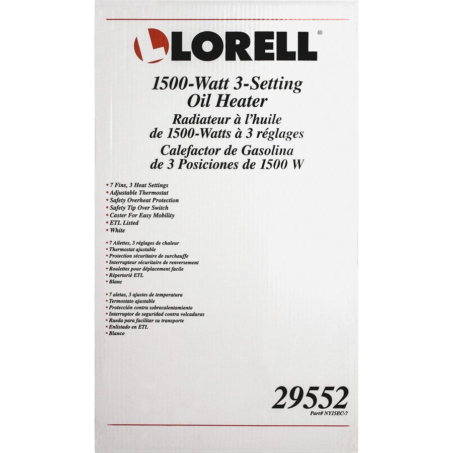 Lorell ThermoGuard 3 - Setting Oil - Filled Heater 1500 W Electric White (LLR - LLR29552) - SchoolOutlet
