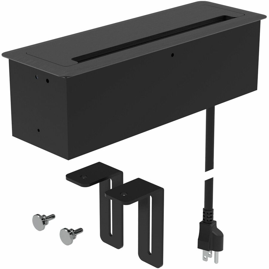 Lorell 7 - in - 1 Desk Mount Power and Data Outlet with USB HDMI CAT6 3 AC 5.66 ft Cord 8.7" W x 2.2" D x 1.9" H (LLR - LLR34005) - SchoolOutlet