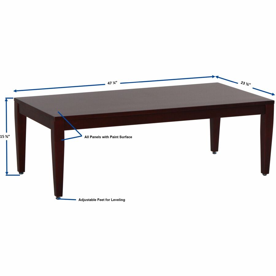 Lorell Solid Wood Coffee Table 23.63"W x 47.25"D x 15.75"H (LLR - LLR59544) - SchoolOutlet
