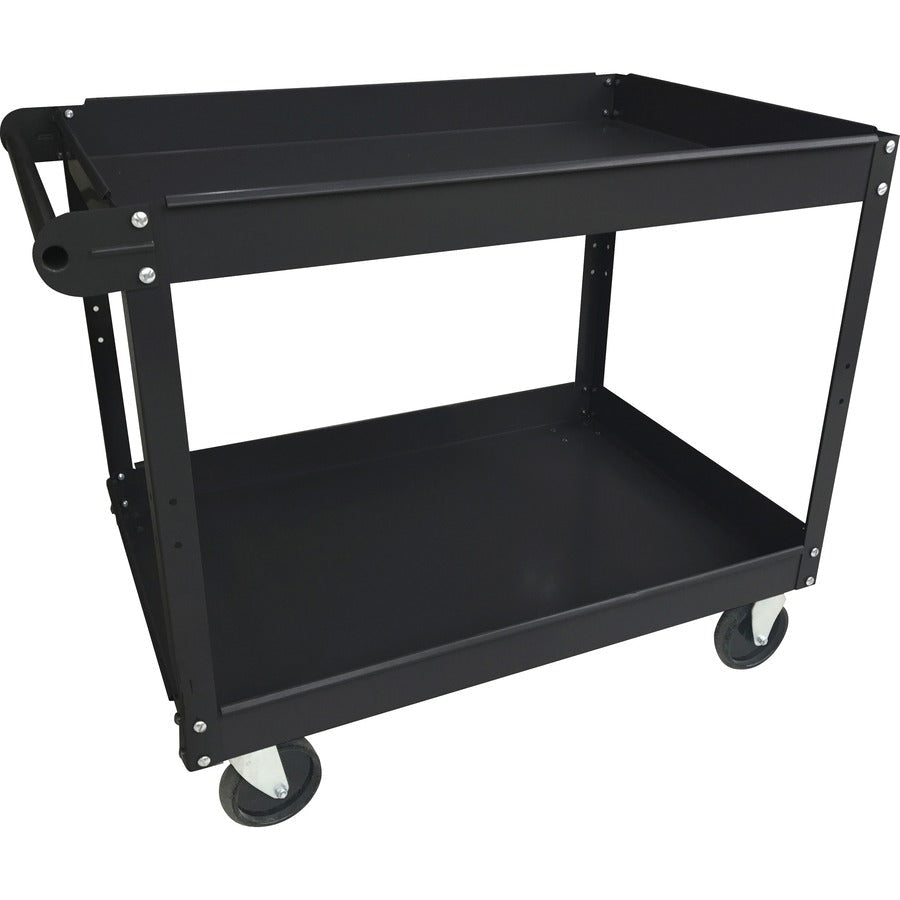 Lorell Utility Cart 2 Shelf Steel Rolling Cart 400 lbs Capacity with Raised Edges (LLR - LLR59689) - SchoolOutlet