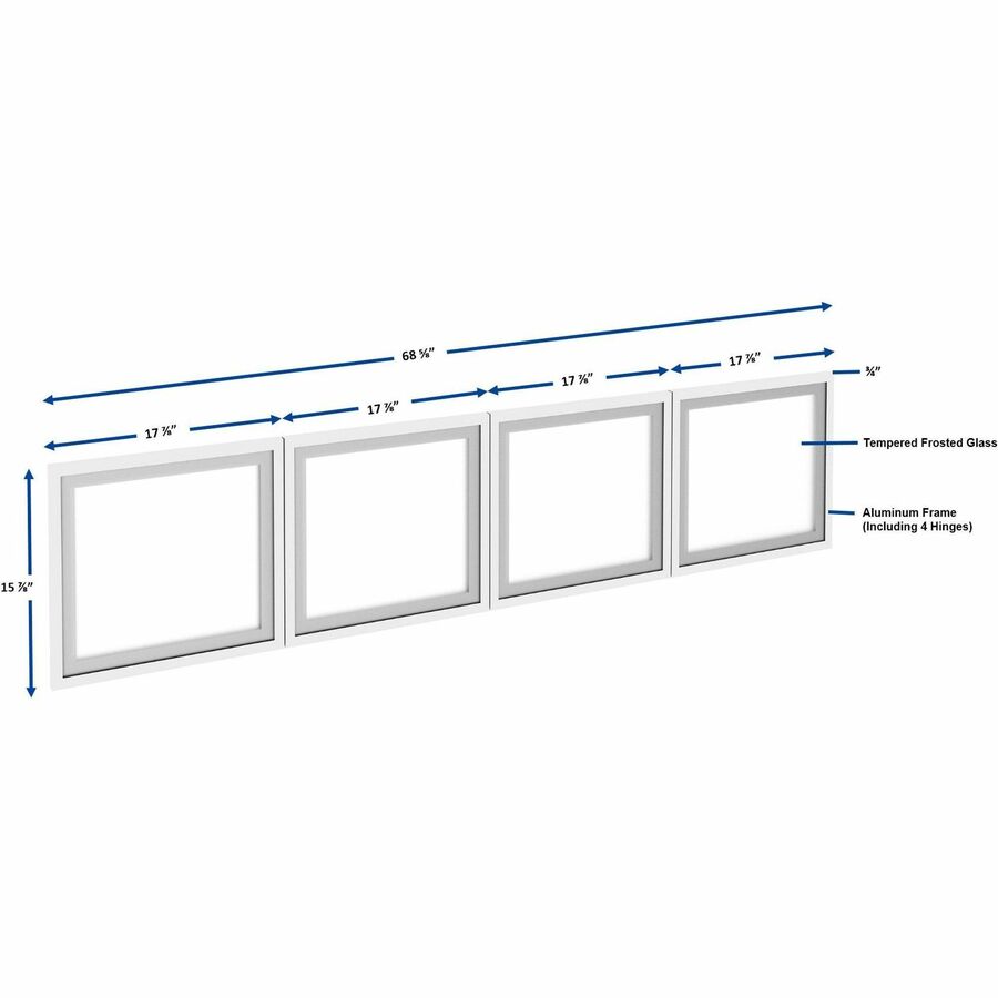 Lorell 72 in Essentials Desk - Mount Hutch Frosted Glass Door Kit with Aluminum Frame (LLR - LLR59713) - SchoolOutlet