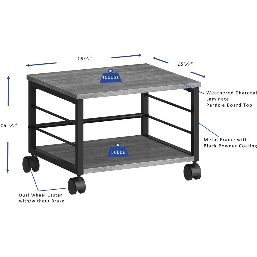 Lorell Heavy - Duty Mobile Under Desk Printer Stand with Locking Casters 18.7" W x 15.7" D x 13.2" H (LLR - LLR60262) - SchoolOutlet