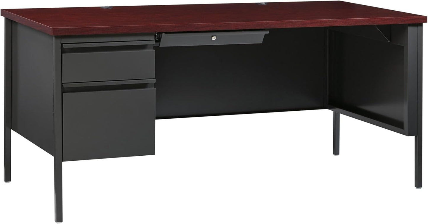 Lorell Fortress Series Left - Pedestal Desk and Industrial Grade Steel Construction 66" W x 30"D x 29.50"H (LLR - LLR6091X) - SchoolOutlet