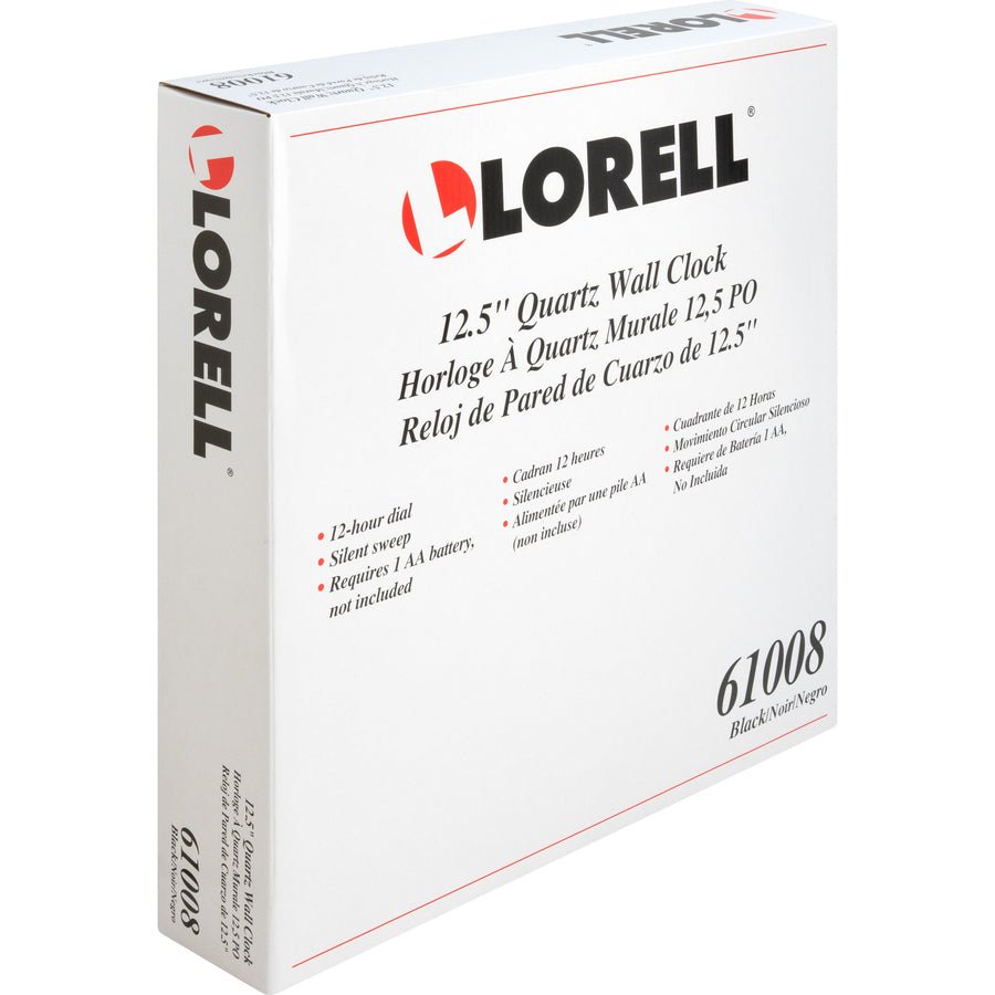 Lorell 12 - 1/2" Slimline Wall Clock with Silent Sweep Quartz Movement (LLR - LLR61008) - SchoolOutlet