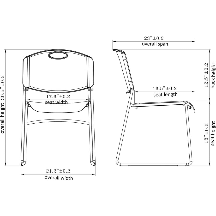 Lorell Heavy - Duty Standard - Height Stack Chairs with Plastic Seat and Steel Frame Set of 4 18 "H (LLR - LLR62528) - SchoolOutlet