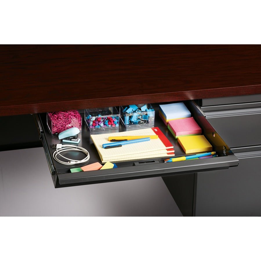 Lorell Fortress Series Right Single - Pedestal Desk and Industrial Grade Reinforced Steel Construction 48"W x 30"L x 29.50"H (LLR - LLR66903 - RIGHT) - SchoolOutlet