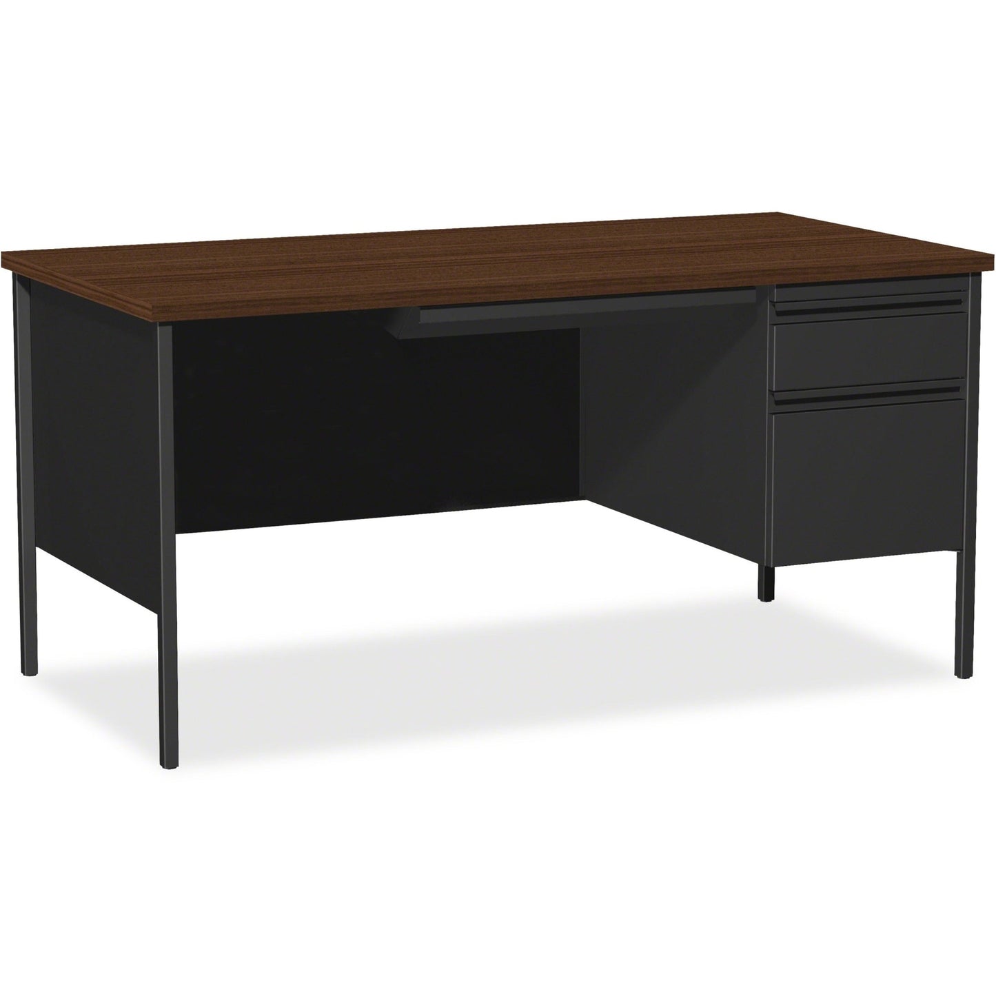 Lorell Fortress Series Right - Pedestal Desk Laminate Top and Industrial Grade Steel Construction 66" W x 30"D x 29.50"H (LLR - LLR60916 - RIGHT - LOCK) - SchoolOutlet