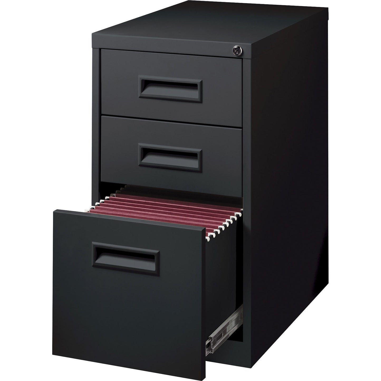 Lorell Fortress Series 3 - Drawer Box/File Mobile Pedestal Steel Ball - Bearing Black 15"W x 22"D x 27.7"H (LLR - LLR67737) - SchoolOutlet