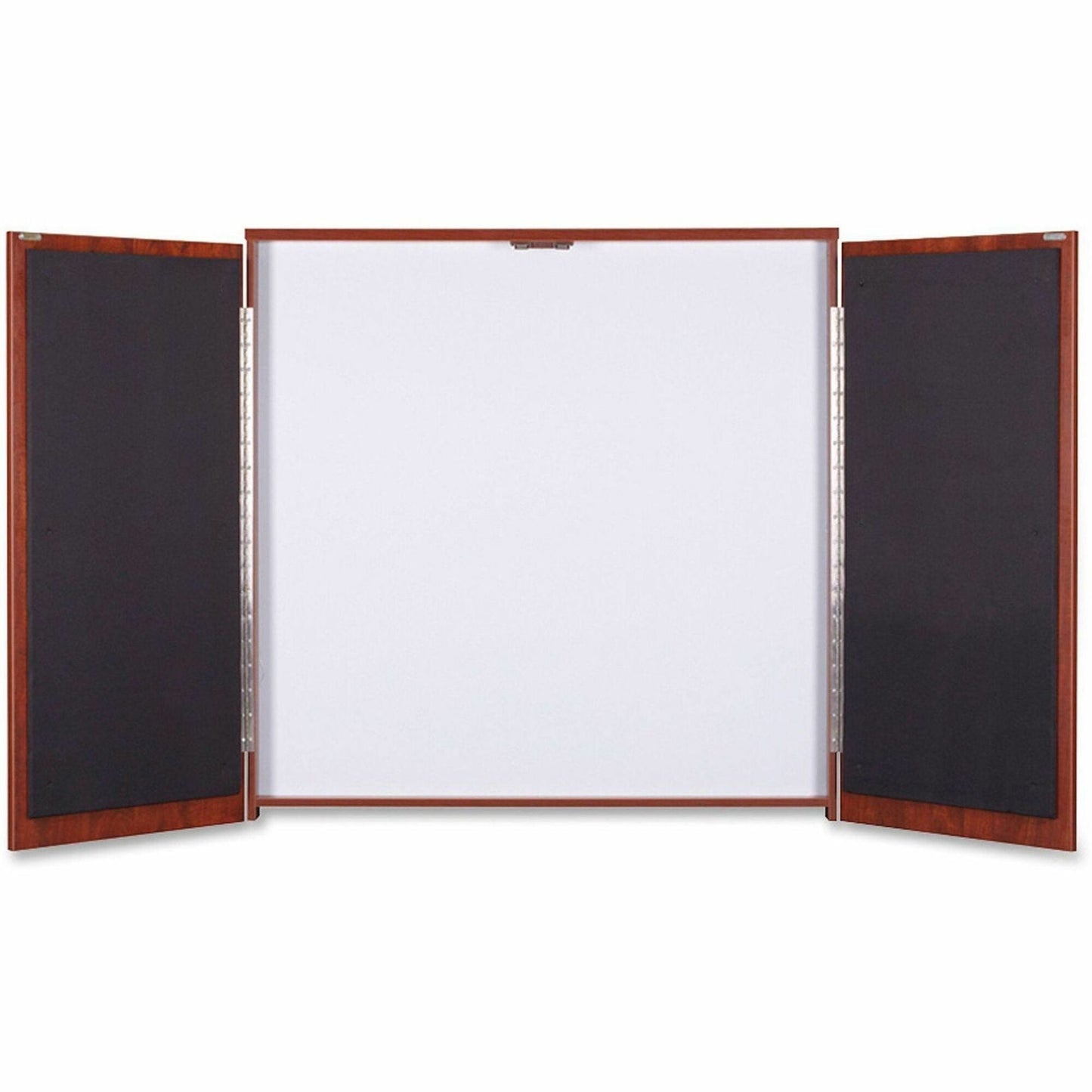 Lorell Dry - Erase Whiteboard Presentation Cabinet Hinged Doors Mahogany 47.3" x 47.3" (LLR - LLR6986X) - SchoolOutlet