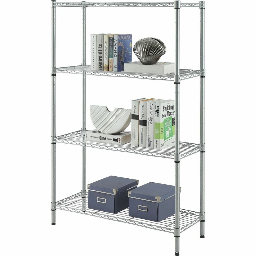 Lorell Light - Duty Wire Shelving 4 Tier Adjustable Shelves 250 lb Capacity Per Shelf Steel Rack (LLR - LLR70063) - SchoolOutlet