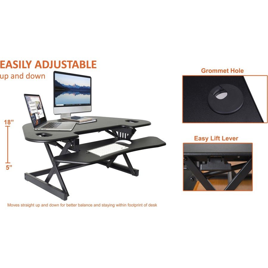 Lorell Corner Desk Riser 18"H x 45.5"W Black (LLR - LLR82014) - SchoolOutlet