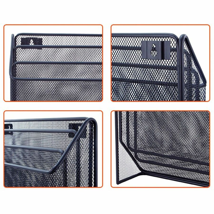 Lorell Black Mesh/Wire 3 - Tier Desktop Organizer Metal File and Magazine Holder (LLR - LLR84138) - SchoolOutlet