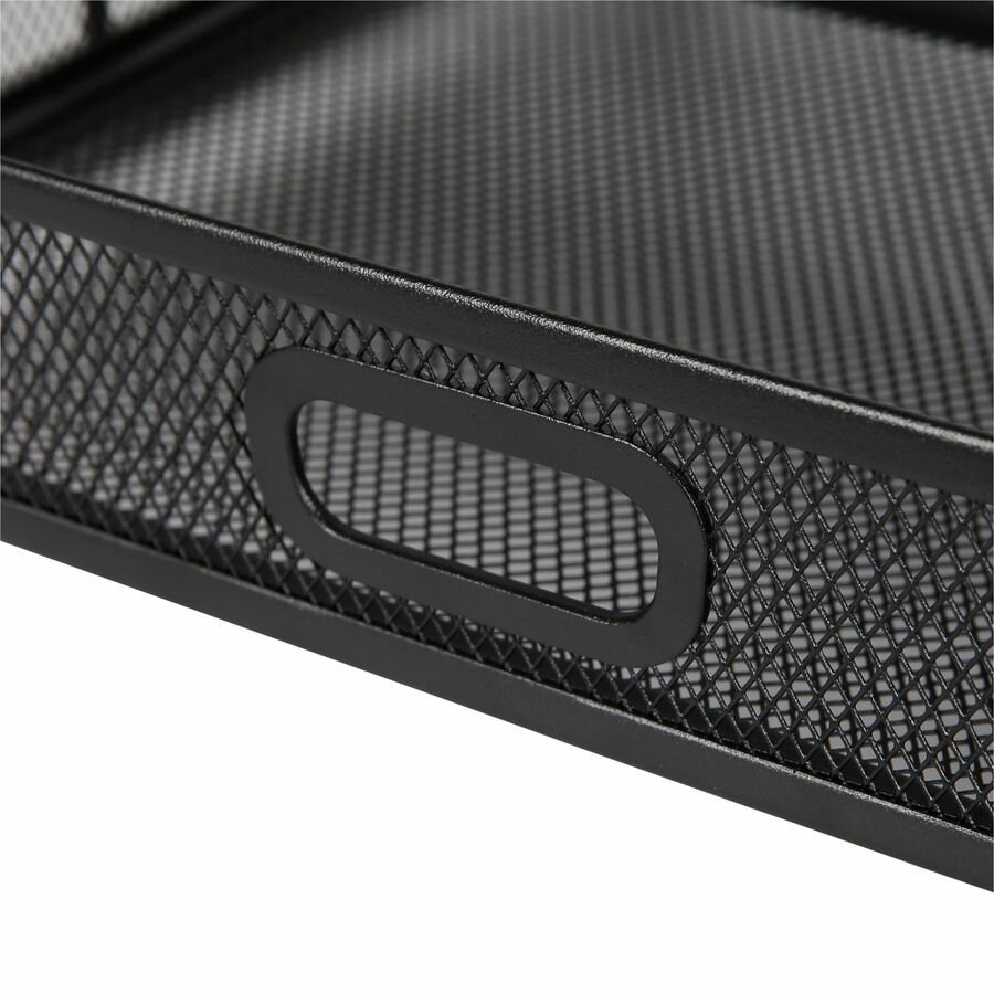 Lorell Mesh Wire Monitor Stand with Pull - Out Drawer Black Steel (LLR - LLR84147) - SchoolOutlet