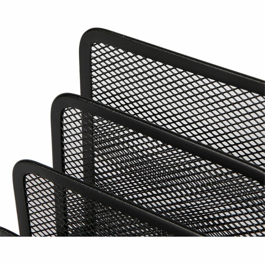 Lorell Mesh Vertical Desktop File Sorter Steel Document Organizer Black (LLR - LLR84153) - SchoolOutlet
