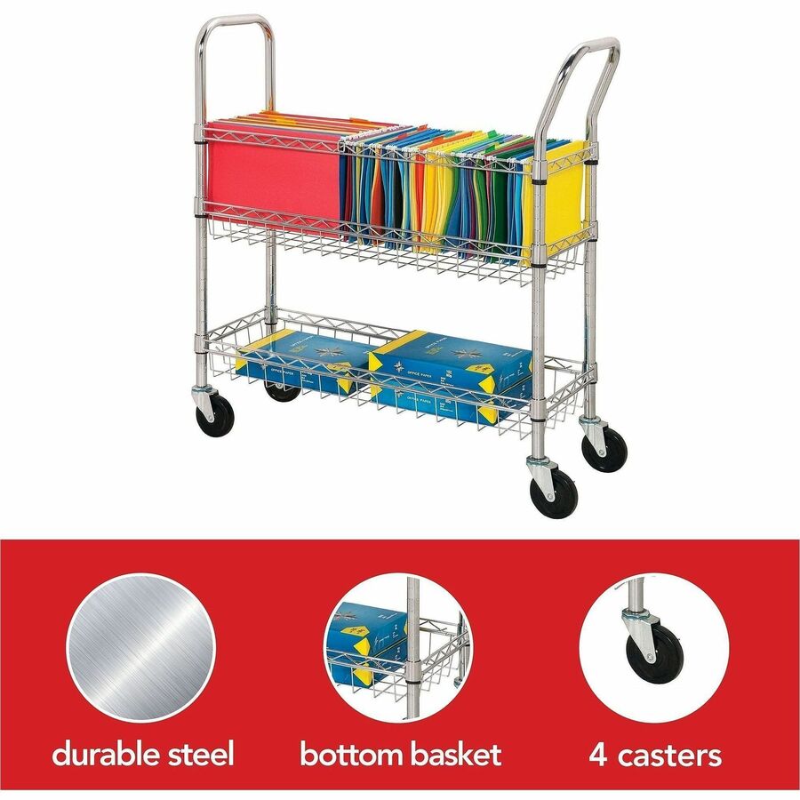 Lorell Mobile Wire Mail Cart 40"H x 34.25"W x 12.5"D (LLR - LLR84857) - SchoolOutlet