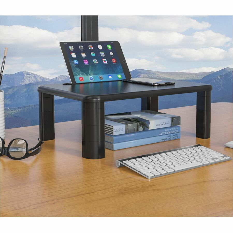 Lorell Height - Adjustable Monitor Riser 4"H x 19.75"W Black (LLR - LLR99991) - SchoolOutlet