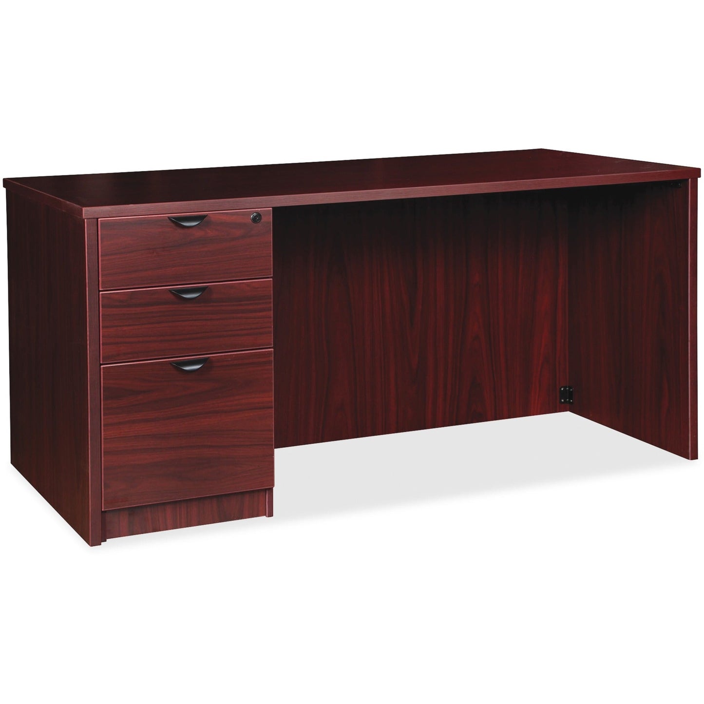 Lorell Prominence 2.0 Series Executive Desk featuring a Left - Hand Locking Pedestal and High - Performance Thermally Fused Melamine Construction 72"W x 36"D x 29"H (LLR - LLRPD3672LSPXX) - SchoolOutlet