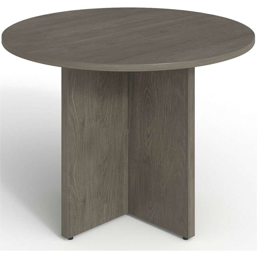Lorell Prominence 2.0 Round High Performance Laminate Conference Table Gray Elm 42" Diameter x 29"H (LLR - LLRPT42RGE) - SchoolOutlet