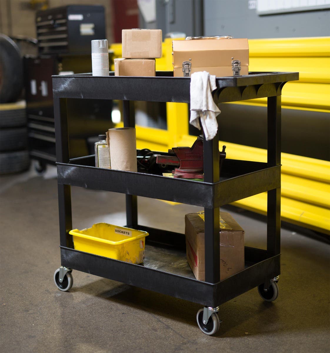 Luxor 18 x 32 Cart 2 Tub / 1 Flat Shelves (LUX-EC121HD-B) - SchoolOutlet