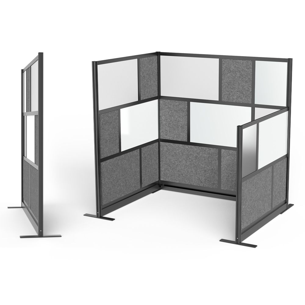 Luxor MW - 7070 - XWCGB - Workflow Modular Wall Room Divider System - Black Frame - 70" x 70" Add - On Wall w/ Whiteboard - SchoolOutlet