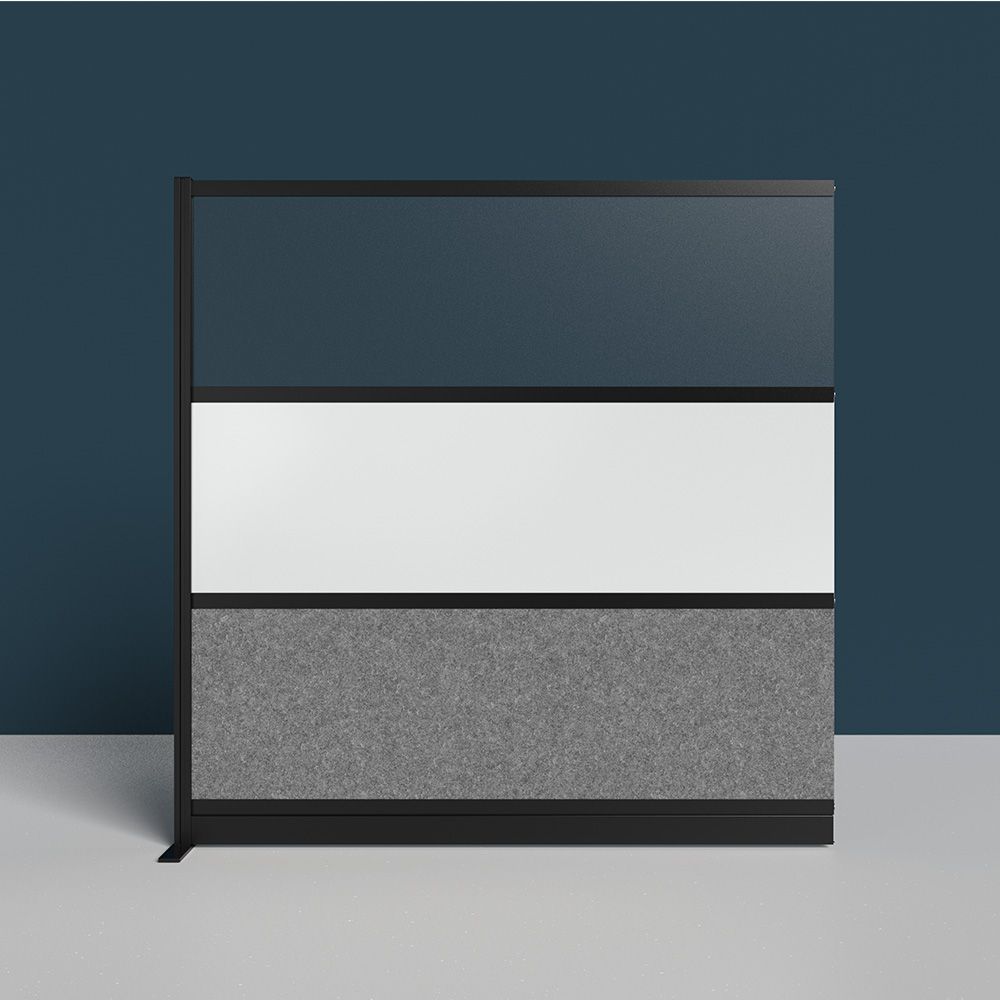 Luxor MW - 7070 - XWCGWB - Workflow Modular Wall Room Divider System - Black Frame - 70" x 70" Wide Panel Add - On Wall w/ Whiteboard - SchoolOutlet