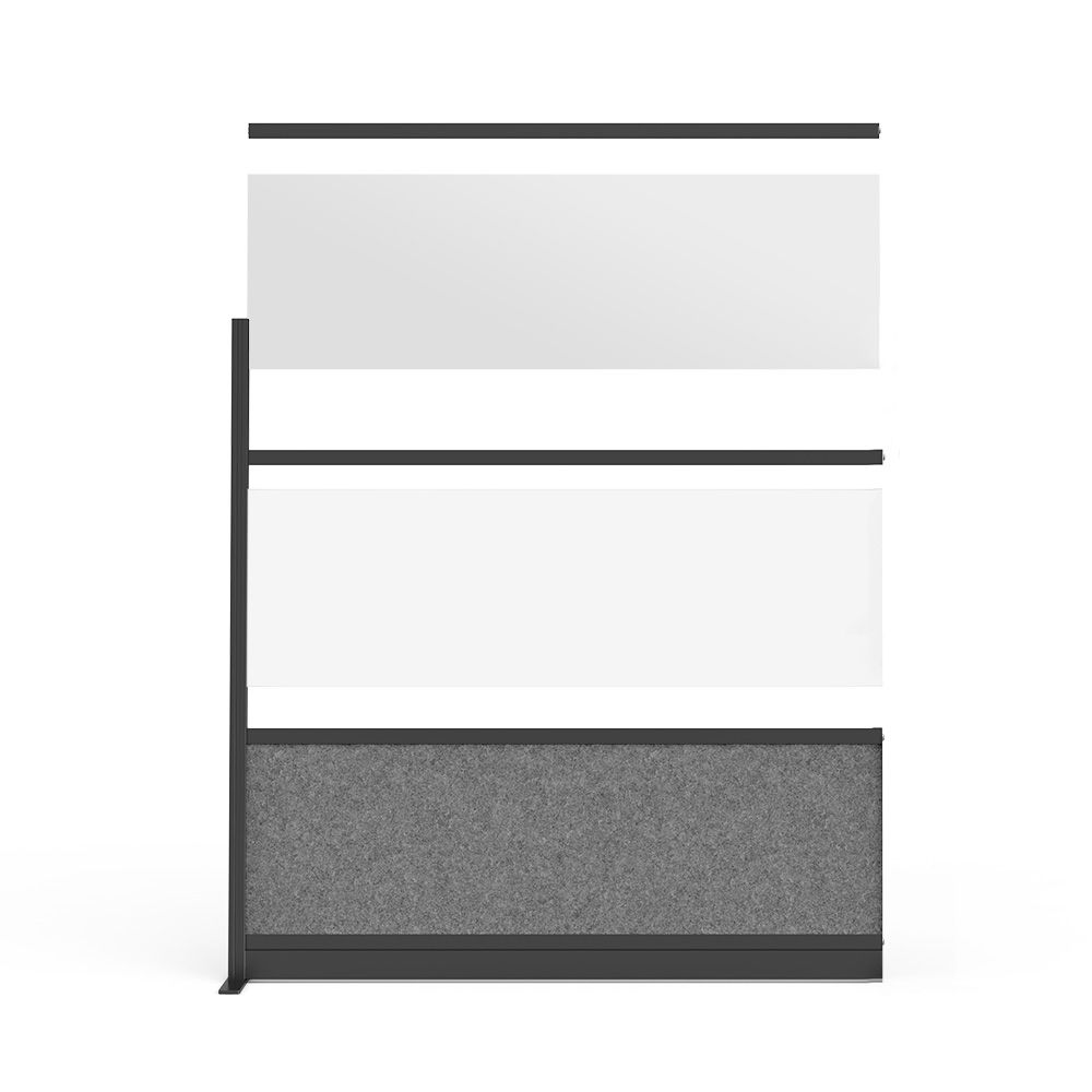 Luxor MW - 7070 - XWCGWB - Workflow Modular Wall Room Divider System - Black Frame - 70" x 70" Wide Panel Add - On Wall w/ Whiteboard - SchoolOutlet
