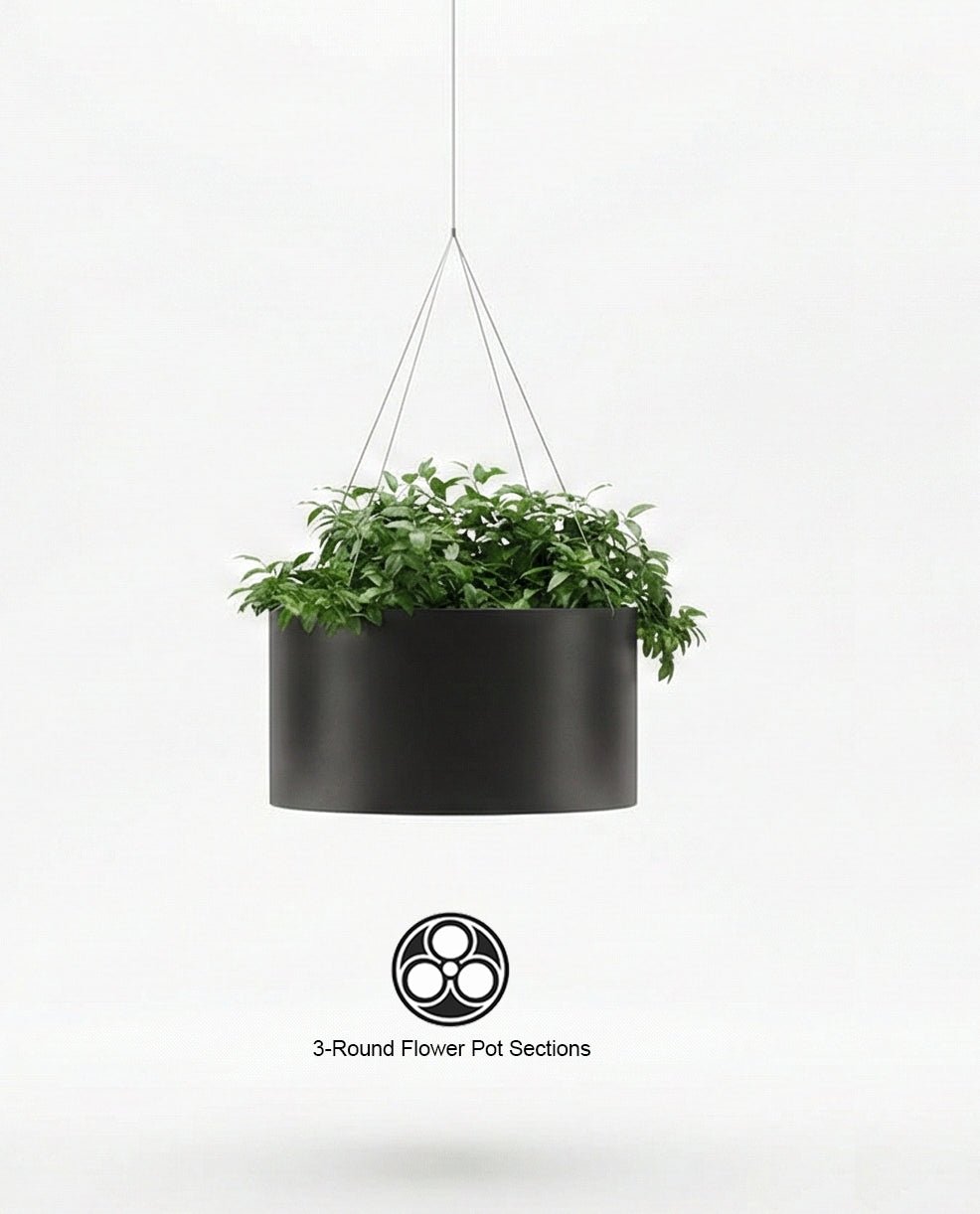 Magnuson GL - 40 - S - H Round Hanging Steel and Aluminum Planter with Three Flower Pots and Adjustable Suspension Wires (MAG - GL - 40 - S - H - XXX) - SchoolOutlet