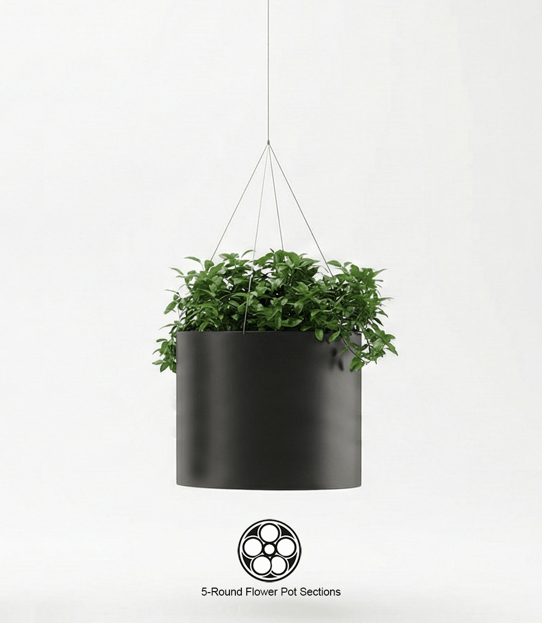 Magnuson GL - 60 - L - H Large Round Hanging Steel and Aluminum Planter with Five Flower Pots and Adjustable Suspension Wires (MAG - GL - 60 - L - H - XXX) - SchoolOutlet