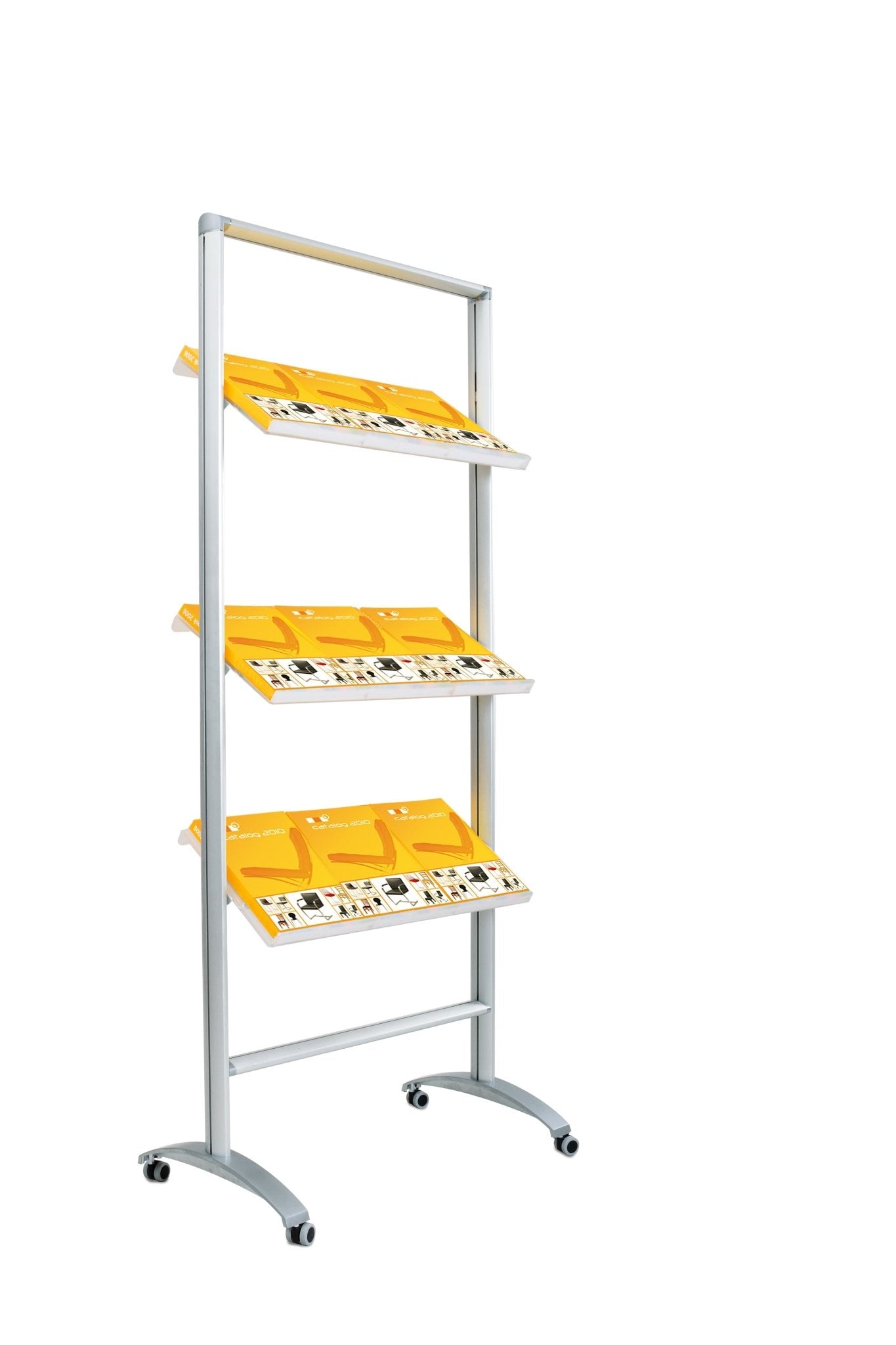 Magnuson Rack Soistes Mobile Magazine Rack - 3 Shelves 73.625"H (MAG - SORA9 - A4) - SchoolOutlet