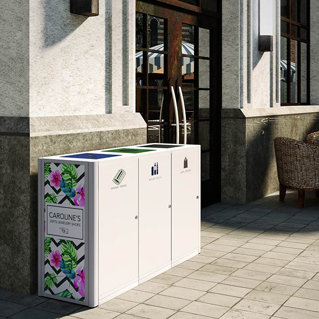Magnuson UMEA - 30 Triple 40 - Gallon Steel Waste Receptacle with Three Top Openings and Internal Rigid Liners (MAG - UMEA - 30) - SchoolOutlet