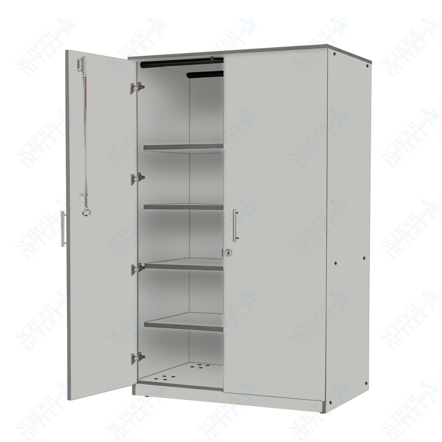 Marco Mobile Tall Cabinet, Doors, 1 Fixed, 3 Adjustable Shelves - 72"H x 48"W x 24"D (3332 - 48723) - SchoolOutlet